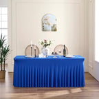 Spandex Tablecloth 6FT Rectangle Table Cover 6 Pcs Royal Blue Wrinkle-Free - Image 6