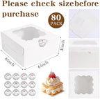 80 Pack White 6x6x3 Bakery Boxes with Window, for Treats and Pastries - Image 2