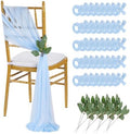 QueenDream Light Blue Sashes Wedding Chair Decorations: 50PCS Tulle Chair Cover Bands Aisle Sheer Bows for Birthday Party Banquet by QueenDream