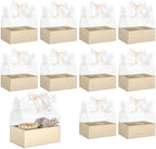 Honeydak 10 Pcs Cake Flower Clear Gift Boxes with Handle 4 in, Yellow, Bow - Image 6