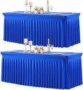 2 Pack Royal Blue Table Cloth for 8 Foot Rectangle Tables Spandex Fitted Tablecloth 8ft Stretch Table Covers Skirt Blue Banquet Tablecloths Wrinkle Free Tablecloth for Party Wedding Birthday Event by Tao-GePartyDecorations
