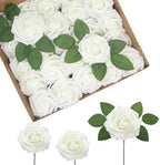 Artificial Flowers Realistic Roses, Real Looking Fake Roses with Stem for DIY Wedding Bouquets Centerpieces Bridal Shower Party Home Romantic Decorations (Milk White, Regular 3" - 200pcs) by BringmoreJoyinyourlife