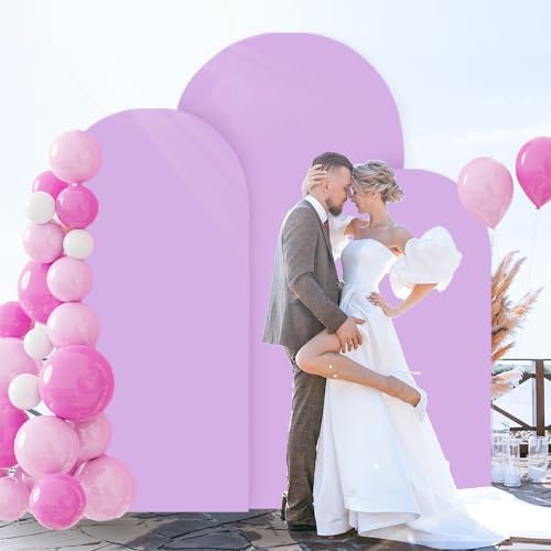 FOTSHARER 7.2FT 6.6FT 6FT Lavender Arch Cover Set of 3 Wedding Arch Cover Fabric Spandex Arches Backdrop Cover for Metal Arches Frame Arch Covers Stretchy Backdrop for Wedding Baby Shower Decoration - Image 2