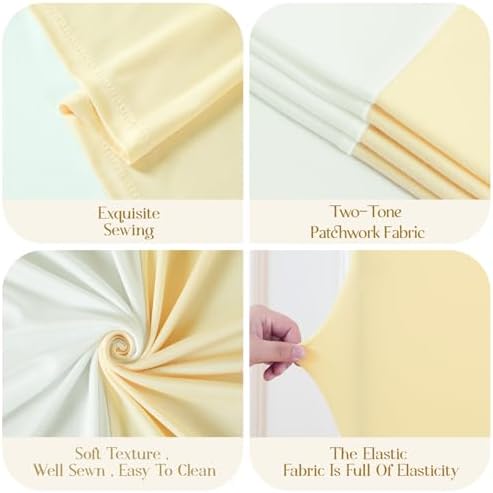 Ivory and Champagne Arch Backdrop Cover 7.2FT 6FT Wedding Arch Covers Set of 2 Arches Covers Stretchy Backdrop Spandex Fitted Double-Color Fabric Backdrops for Party Baby Shower Birthday Decoration - Image 6