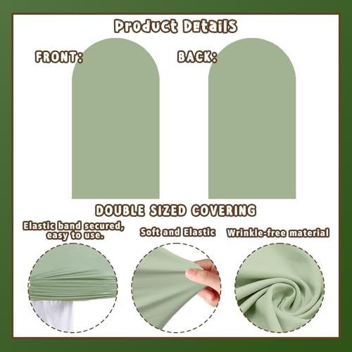 Set of 2 Arch Backdrop Covers Brown Sage Green(7.2Ft, 6Ft), 2-Sided Spandex Fitted Round Top Chiara Arch Backdrop Stand Covers for Baby Shower Wedding Birthday Party Supplies (Only Cover) - Image 6