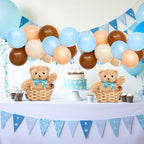 Hollowfly 6 Set Bear Baby Shower Party Centerpieces Table Decoration 6 Gender Reveal Stuffed Plush Bears 6 Bamboo Baskets 60 Colorful Balloons 12 Balloon Stands Birthday Party Wedding(Blue, Pink) - Image 5