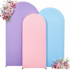 Rainbow Arch Backdrop Cover 7.2FT 6.6FT 6FT Stretchy Wedding Arch Covers Set of 3 Spandex Fitted Pink Blue Lavender Fabric Backdrop Cover for Party Baby Shower Birthday Decoration by Tao-GePartyDecorations