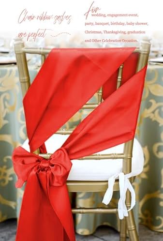 fani 120 PCS Satin Chair Sashes, 7x78 Inch, Red - Image 5