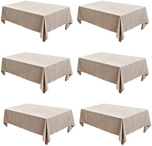 Fitable 6 Pack Nature Faux Linen Tablecloths Rectangle 90x132 Inch by Fitable