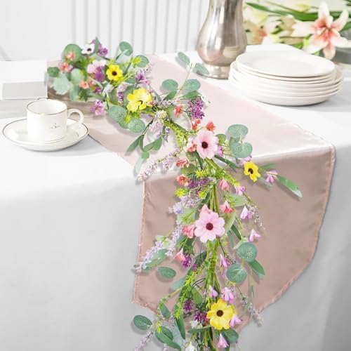 6.5FT Wildflower Garland Daisy Artificial Flowers Garland with Lavender - Image 2