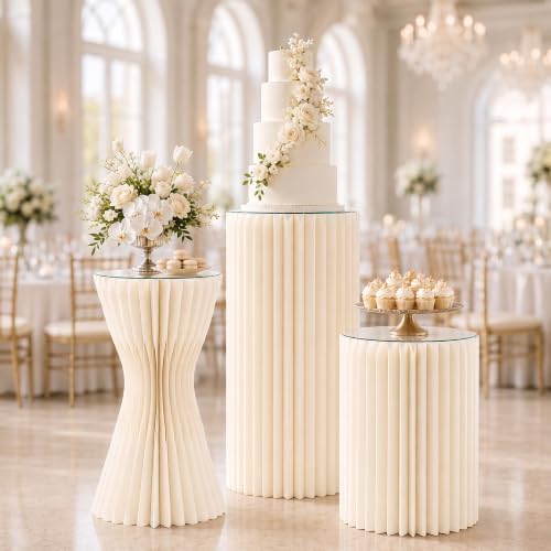Cylinder Stands for Party 3Pcs Cake Pedestal Stand with Acrylic Discs by ZVEARHNT