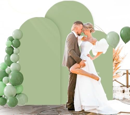 FOTSHARER Arch Cover Set of 3 Sage Green Wedding Arch Cover Spandex Fitted Arch Backdrop Cover for Arch Stand Chiara Arch Cover 4FT 5FT 6FT Spandex Arch Covers Stretchy Backdrop for Garland Arch Decor - Image 5
