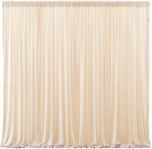 Champagne Backdrop Curtain 6 Panels - Wrinkle-Free Polyester Photography Drapes for Baby Shower Birthday Party Photo Background Stand - 24 X 10FT by WishCare