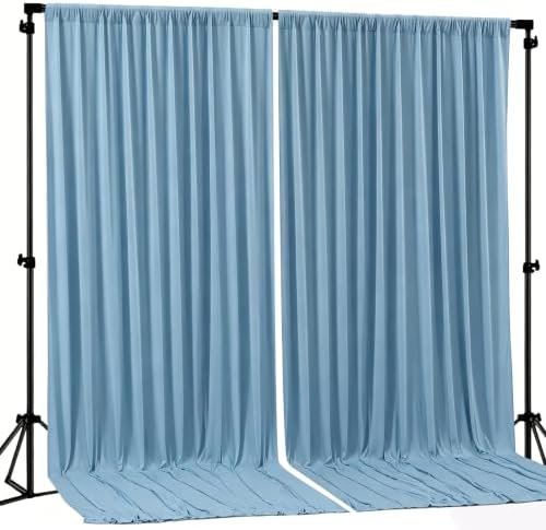 Dusty Blue Backdrop Curtains-Wrinkle-Free Polyester Photography Drapes Party Curtain Background for Baby Shower Wedding Decorations- 16 X10FT by WishCare