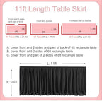 Table Skirt for Teacher Desk Classroom Baby Shower Halloween, Black, 11ft - Image 3