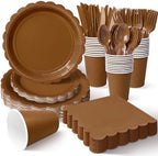 Vyntra 350 Pcs Brown Paper Plates and Napkins Party Supplies by PartyTablewareSupplies