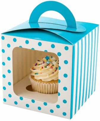 Restaurantware Square Teal Paper Cupcake Window Box, 4.5 x 4.5 In, 100 Pack - Image 6