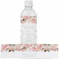 Personalized Water Bottle Labels with Choice of 30 Flower Styles - Choose Font and Pre-Made Phrases or Design Custom Text - LABELS ONLY (015 Pink Roses, 2 inch (8.5x2")) by ThePaperedWedding