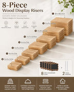8 Pack Wooden Buffet Risers for Food Display, 8 Mini Sign - Image 6