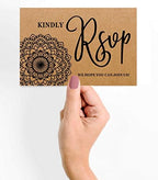 50 Blank RSVP Cards,RSVP Postcards No Envelopes Needed,Mandala Kraft Print Response Card,RSVP for Wedding,Baby Shower,Bridal Shower - Image 2