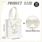 50 Pcs Wedding Gift Bags for Guests Bulk with Bow Ribbon Handles 6.2x7.2x2.5 Inch Wedding Favor Bag Thank You Gift Bags for Party Favor Bridesmaid Bags Bridal Shower Valentine Birthday Supplies(Beige) - Image 2