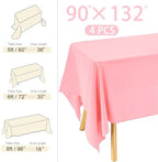 4 Pack Rectangle Tablecloth 90x132Inch Pink Washable Polyester Table Cover for Wedding Dining Table Buffet Parties Banquet Decoration（Pink） - Image 2
