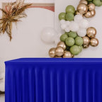 2 Pcs Royal Blue Spandex Table Covers 4ft Rectangle Ruffle Skirts for Party - Image 6