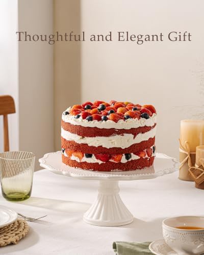 12" Cake Stand, Relief Round Dessert Cake Stand for 8-10 Inch Cake - Image 7