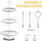 Gerrii 2 Pack 3 Tier Cupcake Stand Serving Tray Metal,Silver - Image 2
