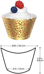 Gospire 50pcs Pearl Lace Filigree Paper Cupcake Wraps, Bright Gold, for Wedding, Christening, Anniversary, Engagement, Birthday, Baby Shower, Halloween, Christmas - Image 2