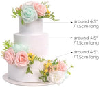 TINGE TIME 3Pcs Pre-made Cake Toppers，Silk Artificial Flowers Decor，Cake Decorations for Weddings, Birthdays, Party,Baby Shower,Celebration (Mint Green and Pink) - Image 6