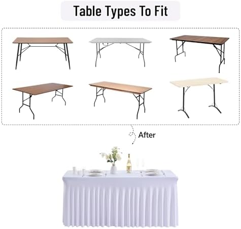 Spandex Tablecloth 5FT Rectangle Table Cover 4 Pack White Wrinkle-Free - Image 6