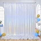 10x10ft Sequin Silver Backdrop Curtains Wedding Party Glitter Curtain Backdrop Fabric Shimmer Drapes Backdrop Bridal Baby Shower Birthday Christmas Photoshoot Background Photography 5x10FT，2 Panels by LittleFunny