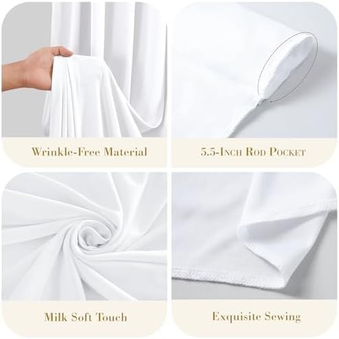 50x10ft White Backdrop Curtains for Parties Wrinkle Free Fabric Backdrop Curtain Wedding Photo Drapes Backdrop for Birthday Party Baby Shower Bridal Shower Photography Back Drop 10 Panels 5x10FT - Image 6