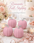 vensovo 6 Inch Pink Artificial Pumpkins, 4 Pack - Image 2