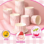 Vesici 150 Pcs Ice Cream Cups Gingham Party Supplies, 10 oz, Pink - Image 3