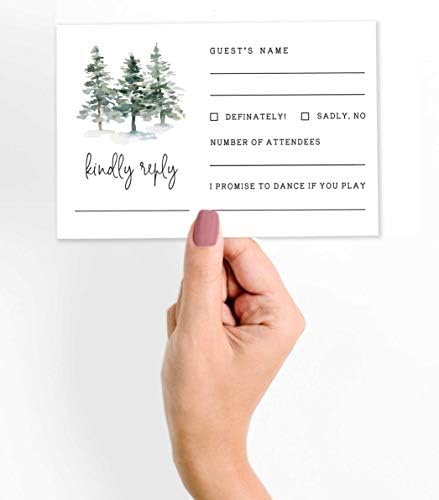 50 Blank RSVP Cards with White Envelopes Pine Tree 4"x6" Response Cards-RSVP Reply Card for Wedding-Bridal Shower-Baby Shower-Rehearsal Dinner - Image 3