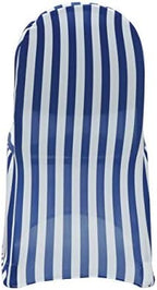YOUR CHAIR COVERS - 100 Pack Stretch Spandex Chair Covers Striped - Royal Blue and White, Wedding Slip Covers, Premium Quality Chair Cover - Image 3