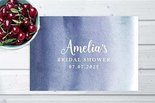 Andaz Press Custom Personalized Disposable Paper Placemats, 12 x 18 Inch, Set of 25, Custom Bridal Shower Ocean Blue Watercolor, Tableware, Dining, Tabletop, Table Setting for Bridal Shower - Image 2