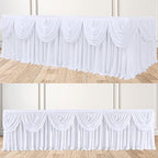gogoparti White Tutu Table Skirts for Rectangle Tables 9ft Draped Pleated Table Skirt Polyester Tablecloth for Birthday Party Banquet Wedding Baby Shower - Image 5