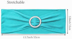 50 Pack Spandex Turquoise Chair Sashes for Wedding Chair Bows Bands Buckles - Image 3