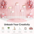 YuEany Cylinder Pedestal Stands, White Round Display Plinth Pillars for Wedding Party Decor, Acrylic Cake Stands for Dessert Table, Art Display Risers for Birthday Baby Shower (3) - Image 3