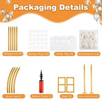 Balloon Arch Stand Kit Set with 145PCS Different Sizes White Balloons – Metal Backdrop Frame with 8 Water Bags, Gold Semi-Open Arch for Birthday, Bridal Shower, Party Decorations Indoor Outdoor. - Image 2