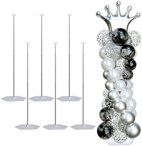 SINBEE Balloon Arch Stand, Balloon Stand Set of 6, 7 Feet Height Adjustable Metal Balloon Column Stand for Party Decorations Wedding Birthday, Graduation Party Decoration, Baby Shower by SINBEE