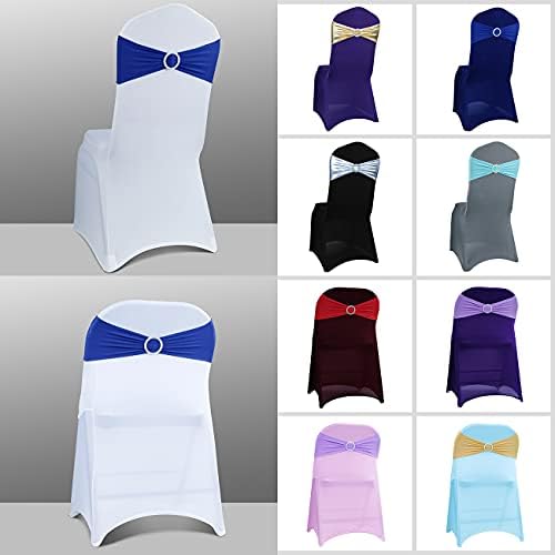 Babenest 50PCS Spandex Chair Sashes Bows for Wedding Party, Royal Bule - Image 4