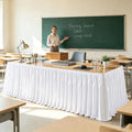 17ft White Satin Table Skirt for Rectangle & Round Table Teacher Desk Skirt by PartyTalk
