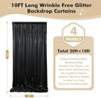 20ftx10ft Shimmer Black Sequin Backdrop Curtain for Parties, Thick Wrinkle Free Glitter Backdrop Drapes Photo Back Drop Curtains for Birthday Wedding Halloween Photography Background-4 Panels 5x10ft - Image 5