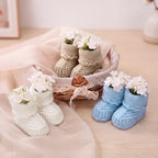 Wesiti 6 Pairs Baby Shower Booties Centerpiece, Blue, Khaki, White - Image 4