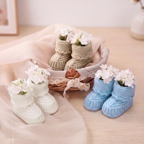 Wesiti 6 Pairs Baby Shower Booties Centerpiece, Blue, Khaki, White - Image 4