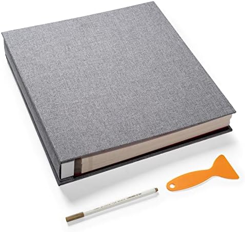 Super Large Photo Album Self Adhesive Scrapbook Album for 4×6 5×7 8×10 10×12 or Bigger Pictures DIY Magnetic Linen Cover DIY Photo Album 80Sheets/160Pages (Grey) by HoneyTolly